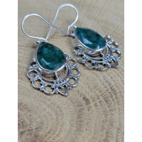 Echt zilveren oorbellen met Smaragd