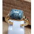 Roestvrijstalen ring vierkante steen Goud  Stainless Steel 