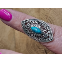 Echt zilveren ring met Turkoois Maat 18