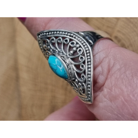 Echt zilveren ring met Turkoois Maat 18