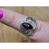 Echt zilveren ring met Granaat, maat 18.5