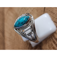 Echt zilveren ring met Turkoois maat 19