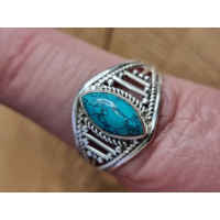 Echt zilveren ring met Turkoois maat 19
