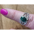 Echt zilveren ring met Smaragd maat 19.5