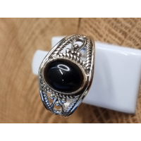 Echt zilveren ring met Onyx, maat 18