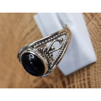 Echt zilveren ring met Onyx, maat 18