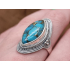 Echt zilveren ring met koper turquoise bewerkte rand.