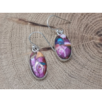 Echt zilveren oorbel hangers pink oyster turquoise.