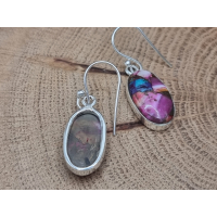 Echt zilveren oorbel hangers pink oyster turquoise.