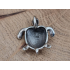 Echt zilveren schildpad hanger met baby op schild.