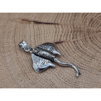 Echt zilveren bewegende Manta Rog hanger. 