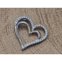Echt zilveren hart hanger met strass steentjes. 