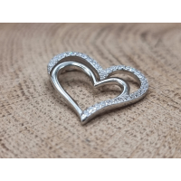Echt zilveren hart hanger met strass steentjes. 