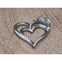 Echt zilveren hart hanger met strass steentjes. 