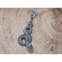 Echt zilveren hanger slang met Marcasiet. 