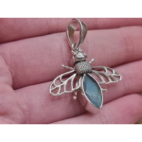 Echt zilveren Bij met labradoriet. 