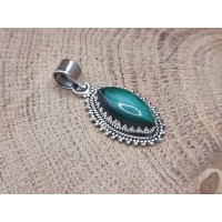 Echt zilveren malachiet hanger. 