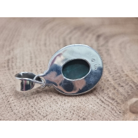 Echt zilveren Malachiet rond.