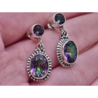 Echt zilveren Mystic topaas oorbel hangers. 