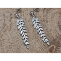 Echt zilveren oorbel hangers blaadjes met strass