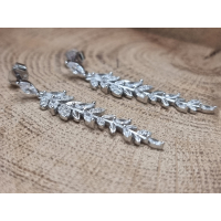Echt zilveren oorbel hangers blaadjes met strass