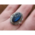 Echt zilveren ring met labradoriet bewerkte kas