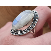 Echt zilveren ring met maansteen 
