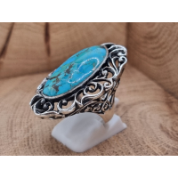 Echt zilveren copper turquoise ring