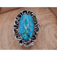 Echt zilveren copper turquoise ring