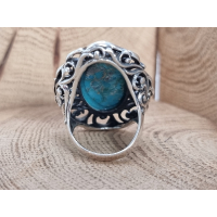 Echt zilveren copper turquoise ring