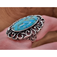 Echt zilveren copper turquoise ring