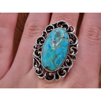 Echt zilveren copper turquoise ring