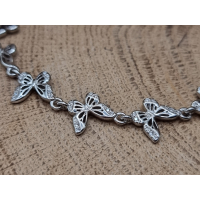 Echt zilveren armband vlinders met strass steentjes