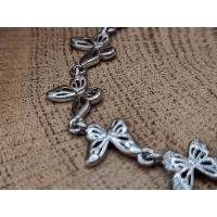 Echt zilveren armband vlinders met strass steentjes