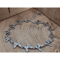 Echt zilveren armband vlinders met strass steentjes