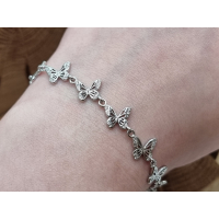 Echt zilveren armband vlinders met strass steentjes