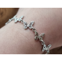 Echt zilveren armband vlinders met strass steentjes