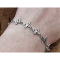 Echt zilveren armband vlinders met strass steentjes