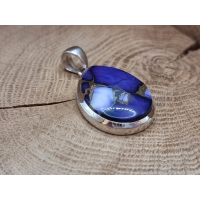 Echt zilveren hanger met paarse Dahlia copper turkoois.