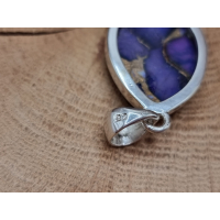 Echt zilveren hanger met paarse Dahlia copper turkoois.