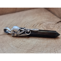 Echt zilveren ketting hanger met gouden obsidiaan