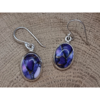 Echt zilveren oorbellen met Paarse koperen turkoois