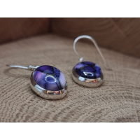 Echt zilveren oorbellen met Paarse koperen turkoois