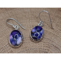 Echt zilveren oorbellen met Paarse koperen turkoois