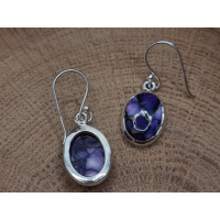 Echt zilveren oorbellen met Paarse koperen turkoois