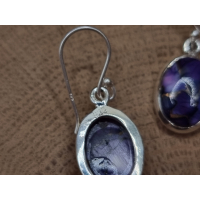 Echt zilveren oorbellen met Paarse koperen turkoois