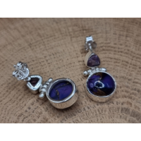 Echt zilveren oorbellen met paarse koper turkoois