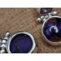 Echt zilveren oorbellen met paarse koper turkoois