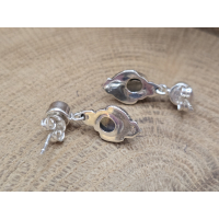 Echt zilveren Labradoriet oorbel stekers hangend 