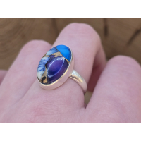 Echt zilveren ring met paarse Dahlia copper turkoois.